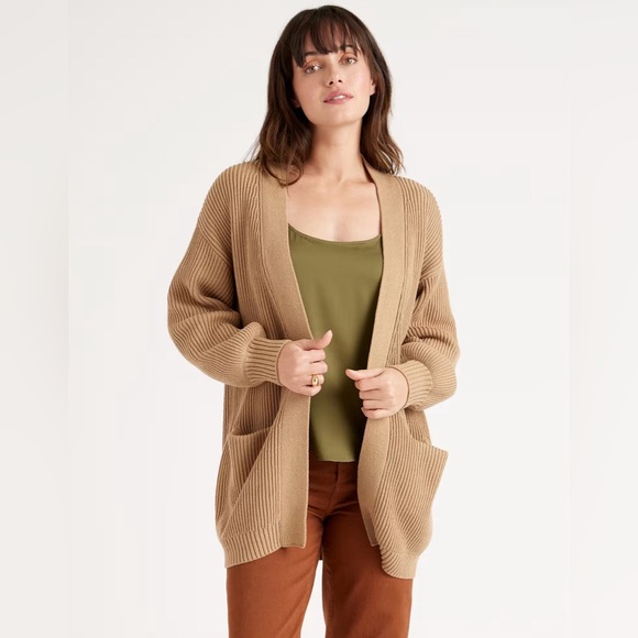 Quince 100% Organic Cotton Oversized Cardigan in Camel - Picture 1 of 6